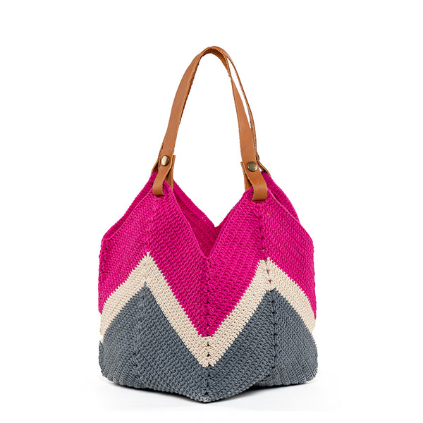Mini Maya Crochet Tote Pink/Slate