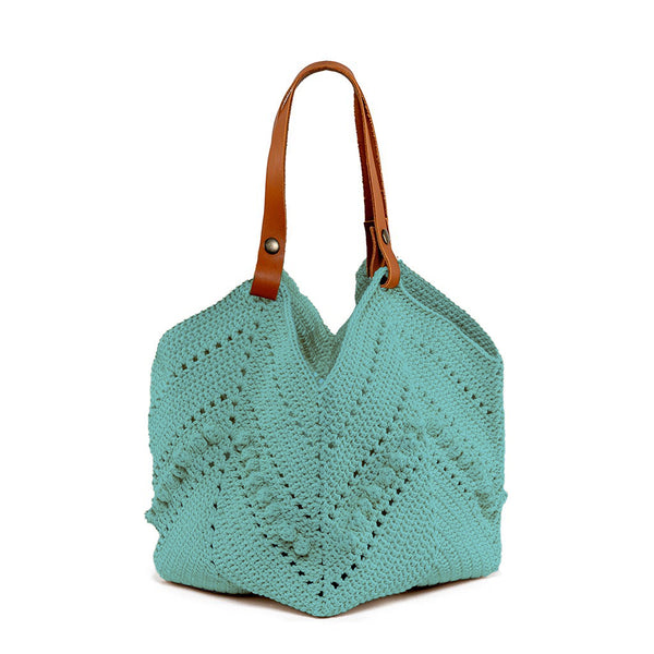 Daniela Knotted Crochet Tote Turquoise - Pre Order for May delivery