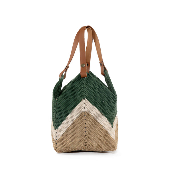 Mini Maya Crochet Tote Army/Tan - Pre Order for May Delivery