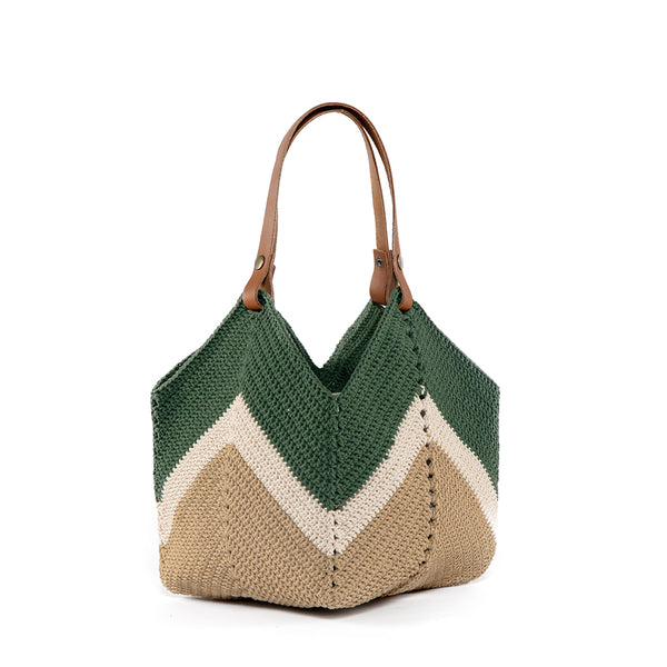 Mini Maya Crochet Tote Army/Tan - Pre Order for May Delivery
