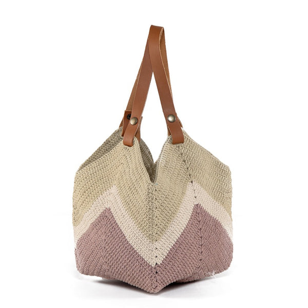 Mini Maya Crochet Tote Rose/Tan - Pre Order for May Delivery
