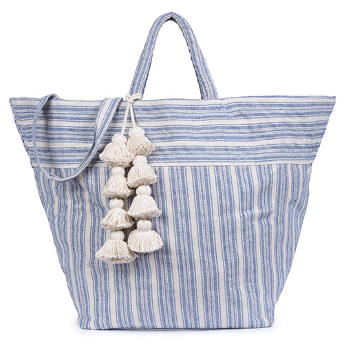 Sabai Beach Bag Organic Tassel Indigo - Pre Order for May Delivery