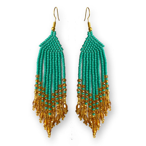 Tribal Earring Turquoise Gold