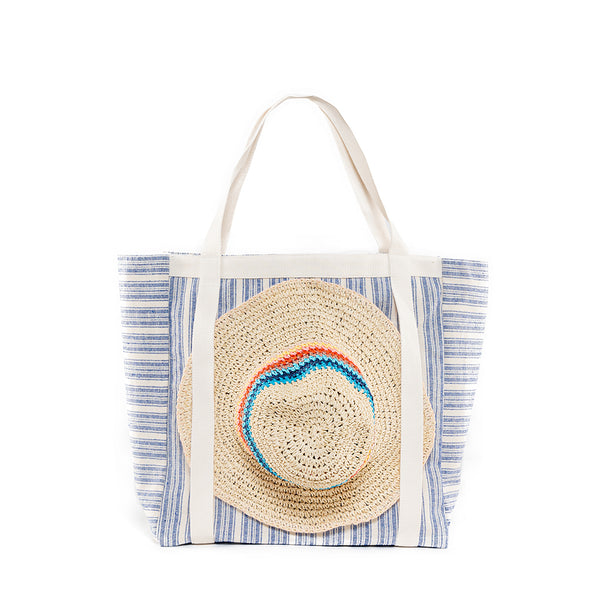 Sabai Atomic Floral Hat Beach Bag Indigo - Pre Order for October Delivery