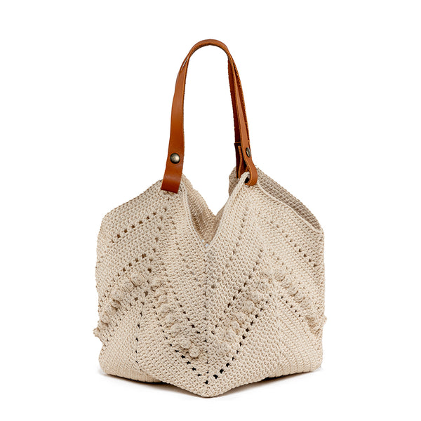 Daniela Knotted Crochet Tote Sand