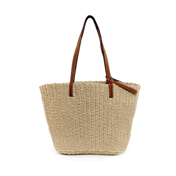 Vegan Leather Shopping Basket Natural