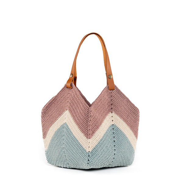 Mini Maya Crochet Tote Rose/Grey