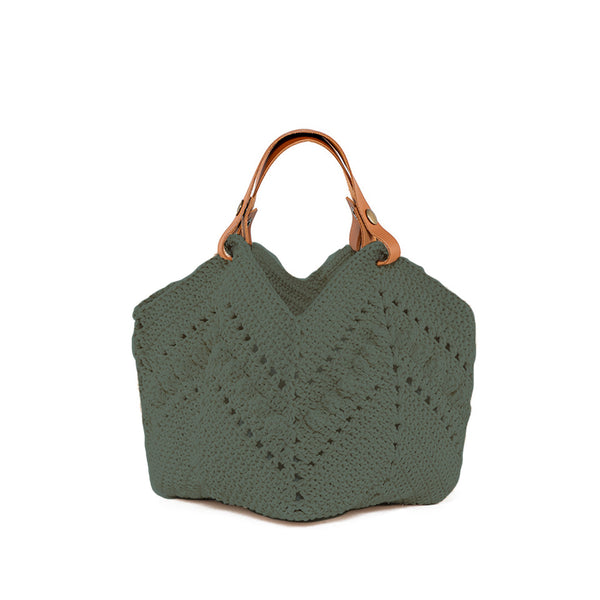 Daniela Mini Knotted Crochet Tote Army