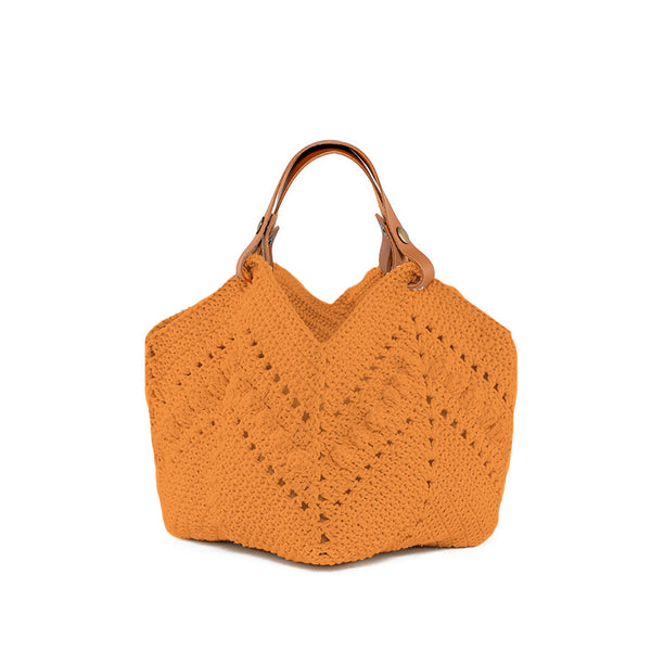 Daniela Mini Knotted Crochet Tote Orange