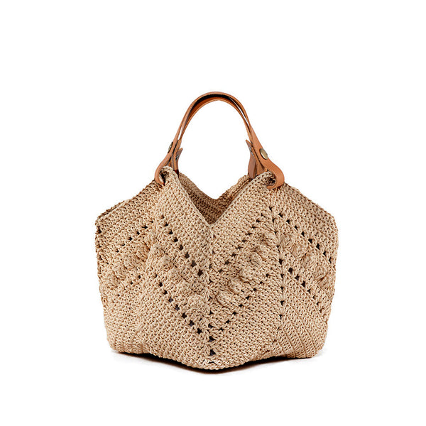 Daniela Mini Knotted Crochet Tote Tan - Pre Order for December