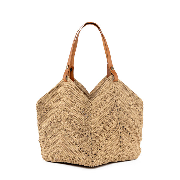 Daniela Knotted Crochet Tote Tan