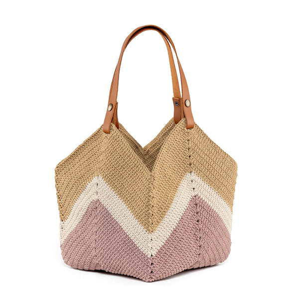 Mini Maya Crochet Tote Rose/Tan - Pre Order for December