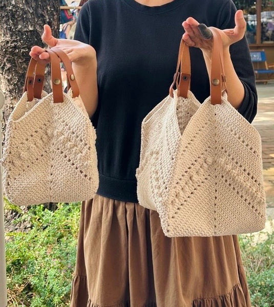 Daniela Mini Knotted Crochet Tote Sand