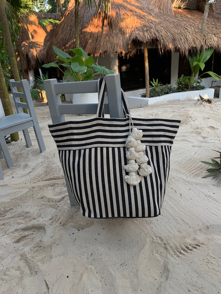 Valerie Beach Bag Organic Tassel Black
